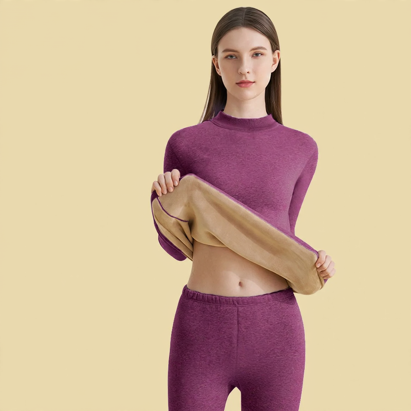 Ladies Thermo Set, Lamb Fleece Lining, Standing Collar, Warming