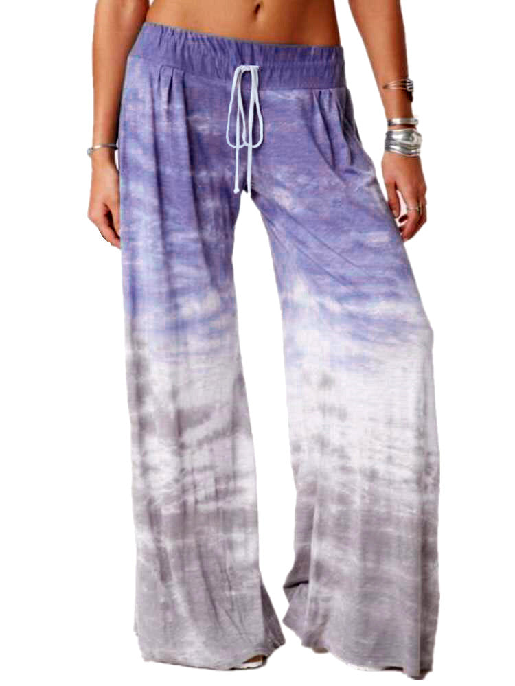 Ladies wide batik pants with drawstring, pleats, and side pockets Fashion Glam