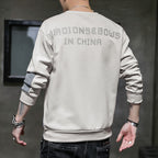 Men's Minimalist Round Neck Sweatshirt made of Cotton Blend with Relaxed Fit and Ribbed Cuffs Fashion Glam