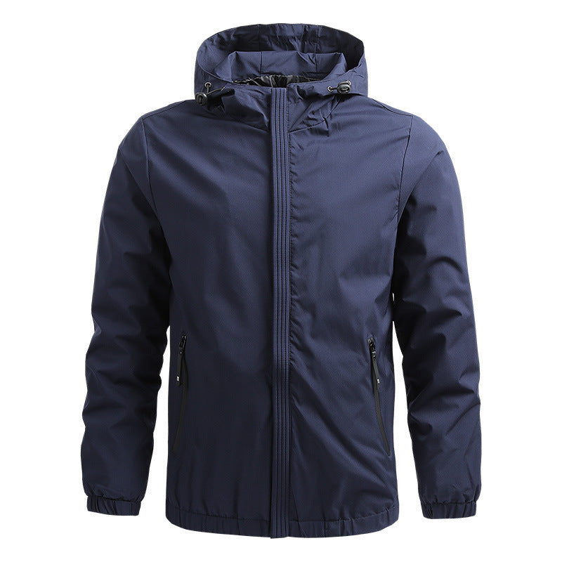 Men's Minimalist Outdoor Hooded Jacket with Mesh Lining, Elastic Cuffs and Water-Repellent Surface Fashion Glam