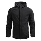 Men's Minimalist Outdoor Hooded Jacket with Mesh Lining, Elastic Cuffs and Water-Repellent Surface Fashion Glam
