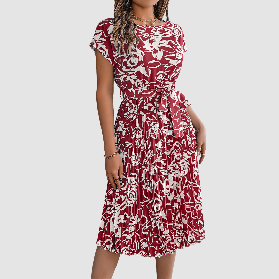 Rosie™ Elegant Floral Pleated Dress