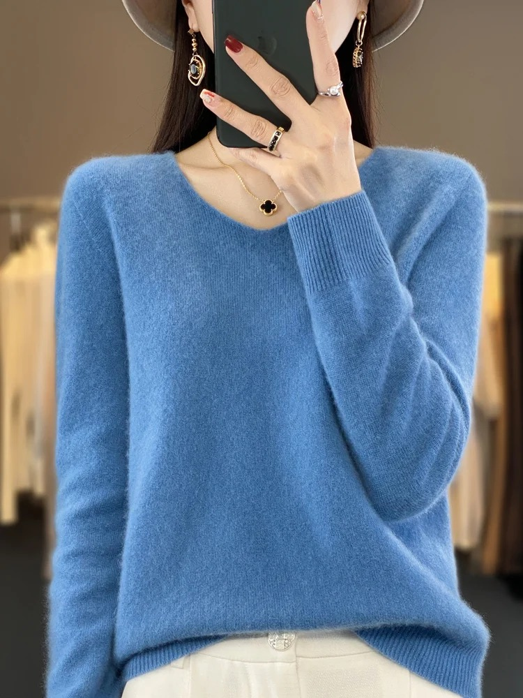 Fashion Glam | Cashmere Pullover Women Elegant V-neck, Soft & Comfortable