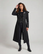 Women's Off-Shoulder Coat with Voluminous Sleeves and Decorative Accents Fashion Glam