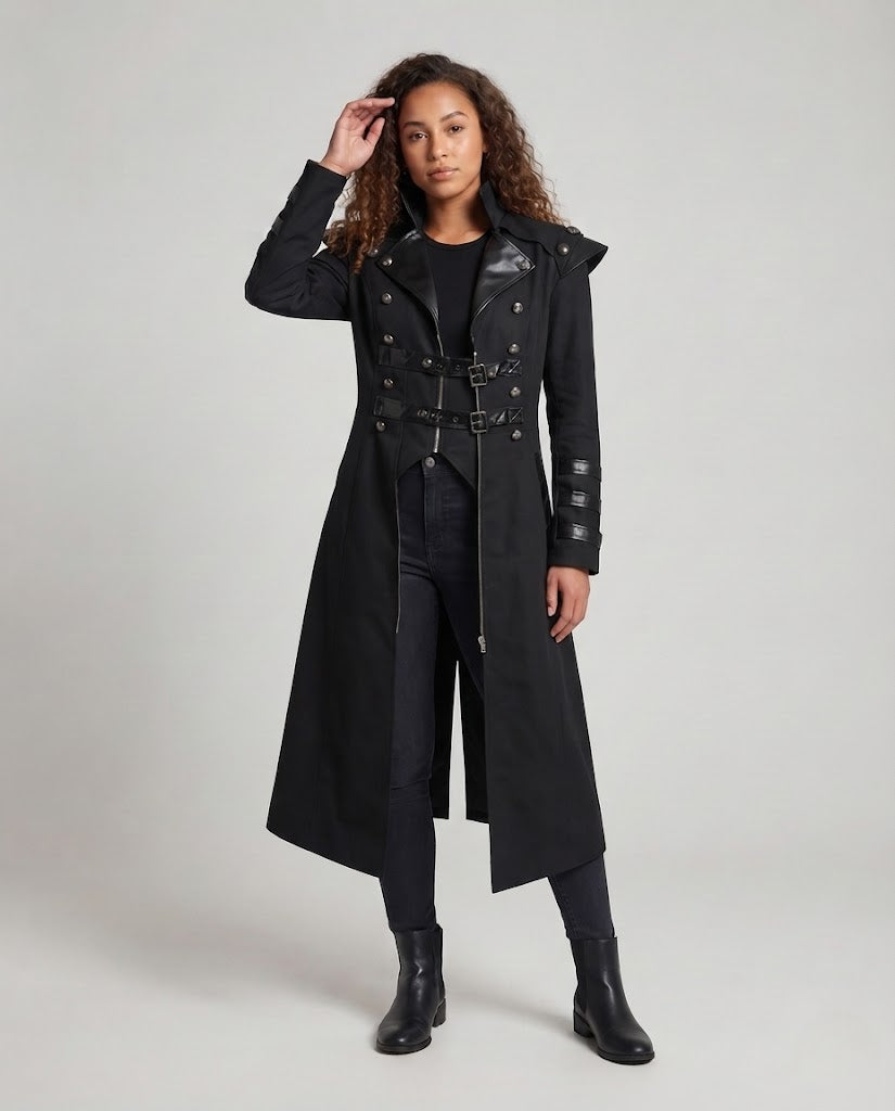 Women's Off-Shoulder Coat with Voluminous Sleeves and Decorative Accents Fashion Glam