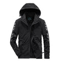 Men's water-repellent softshell jacket with hood, reflective chevron stripes and zippered pockets Fashion Glam