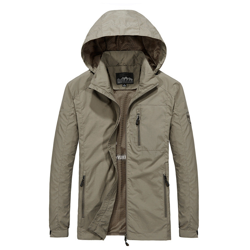 Men's Breathable Softshell Hybrid Jacket with Hood, Micro Fleece Lining and Zipper Chest Pocket Fashion Glam