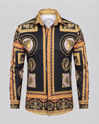 Men's fashionable shirt with artistic print and elegant details Fashion Glam