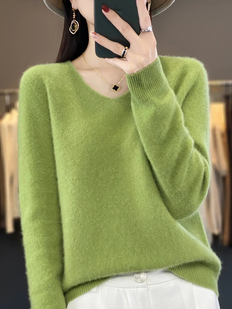Fashion Glam | Cashmere Pullover Women Elegant V-neck, Soft & Comfortable