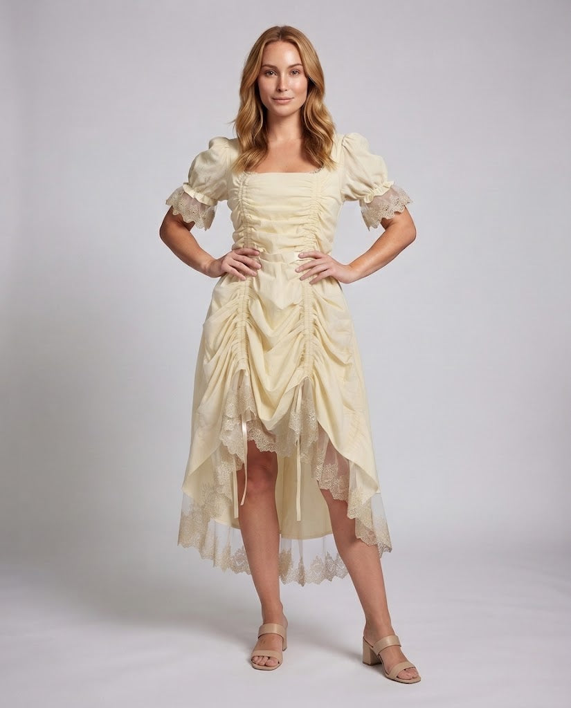 Women’s dress with ruffles and lace trim Fashion Glam