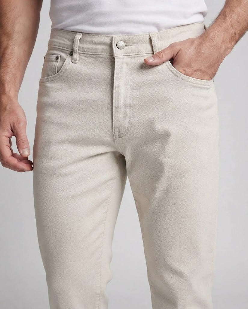 Men's Straight-Fit Vintage Denim Jeans with Light Stonewash and Medium Rise Fashion Glam
