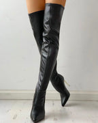 Fashion Glam | Overknee Boots with Golden Heel and Zipper Detail