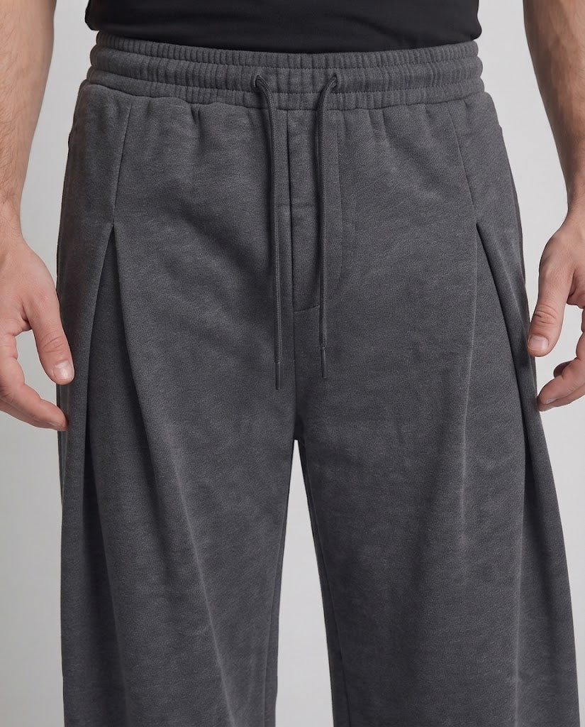 Men's High-Waisted Pleated Pants with Double Pleat and Wide Palazzo Leg Fashion Glam