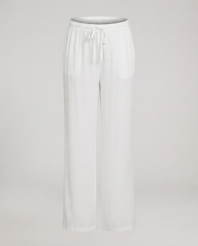 Women's High-Waisted Wide Linen Look Pants with Drawstring and Flowing Palazzo Silhouette Fashion Glam