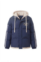 Women's trendy quilted hoodie with high-quality teddy inner construction and sporty striped sleeves