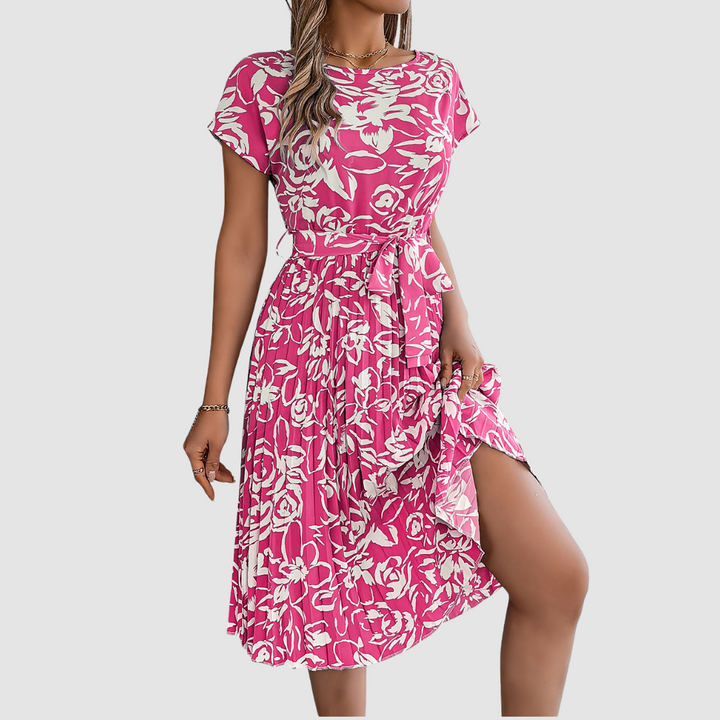 Rosie™ Elegant Floral Pleated Dress
