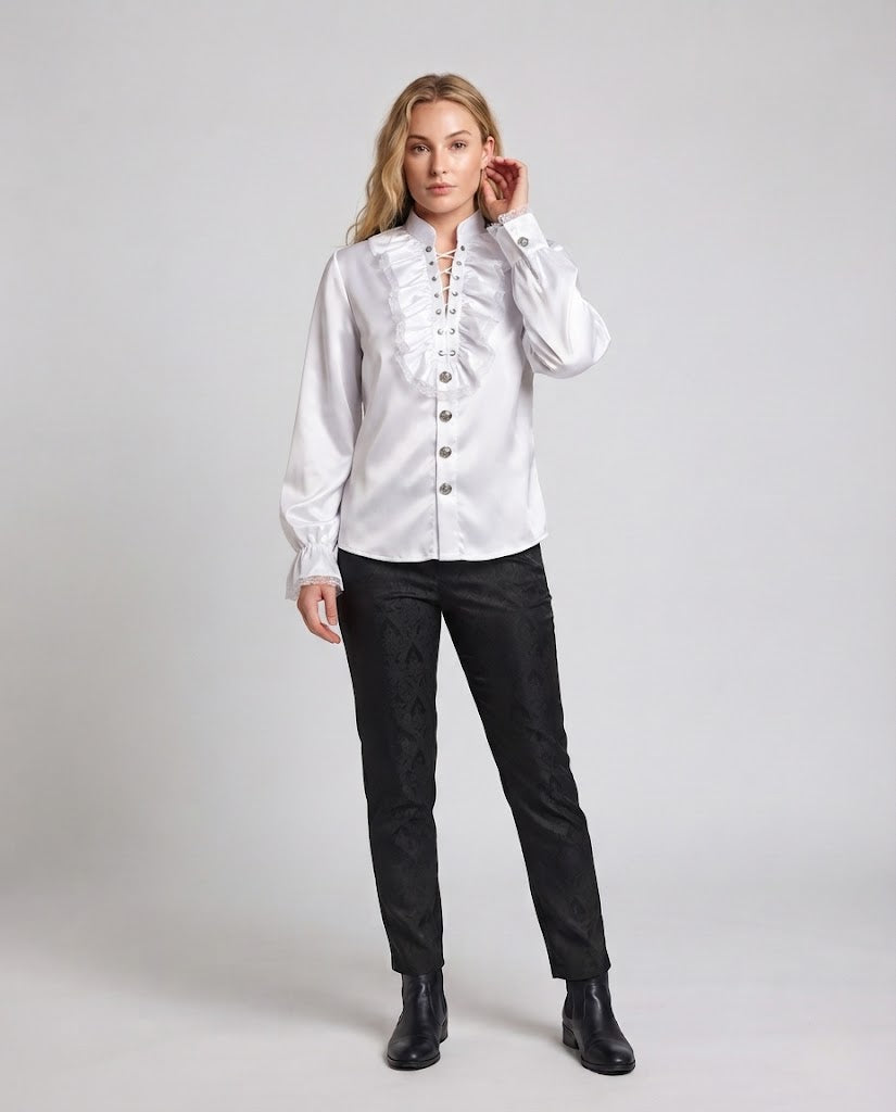 Women's Ruffle Blouse with Elegant Details Fashion Glam