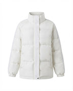Women nan sporty quilted city puffer with ergonomic stand-up collar and reflective arm stripes