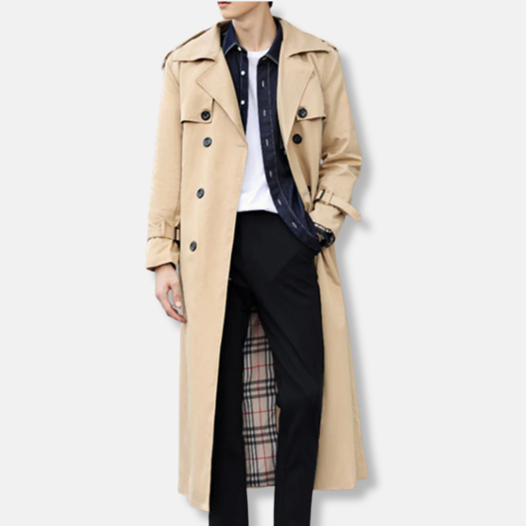 Fashion Glam | Trench coat Tailored Fit Double-breasted Belt Cotton Full Length