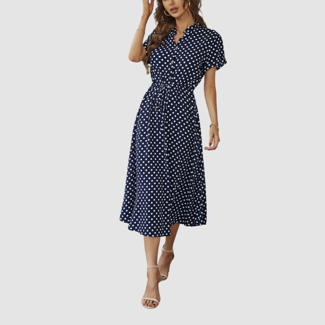 Kristen™ Elegant Polka Dot Midi Dress