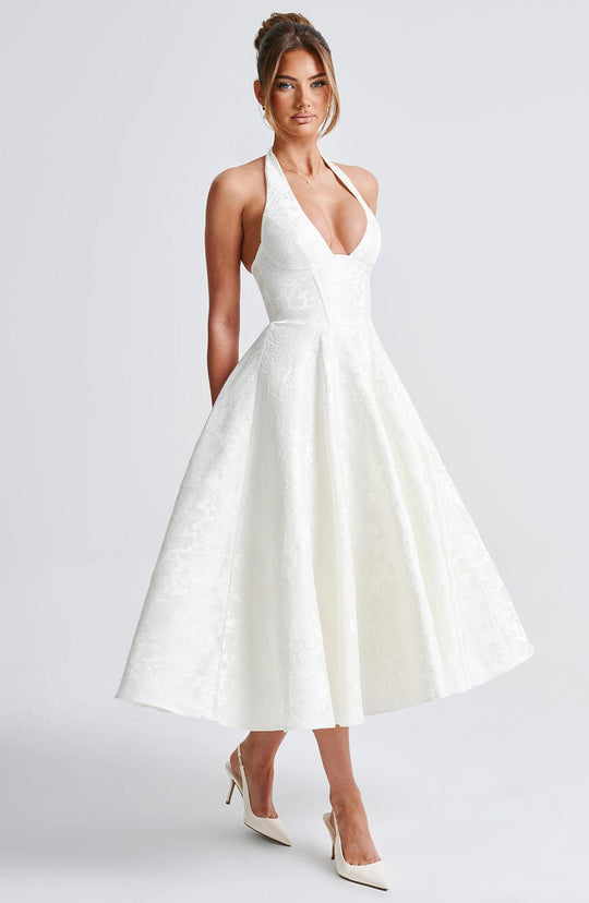 AVALYN – ELEGANT HALTER MIDI DRESS