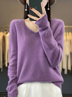 Fashion Glam | Cashmere Pullover Women Elegant V-neck, Soft & Comfortable