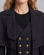 Women Dramatic Cape Coat with Button Placket and Puff Sleeves Fashion Glam