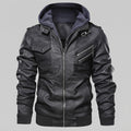 Men's casual faux leather jacket with hood Fashion Glam