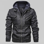 Men's casual faux leather jacket with hood Fashion Glam