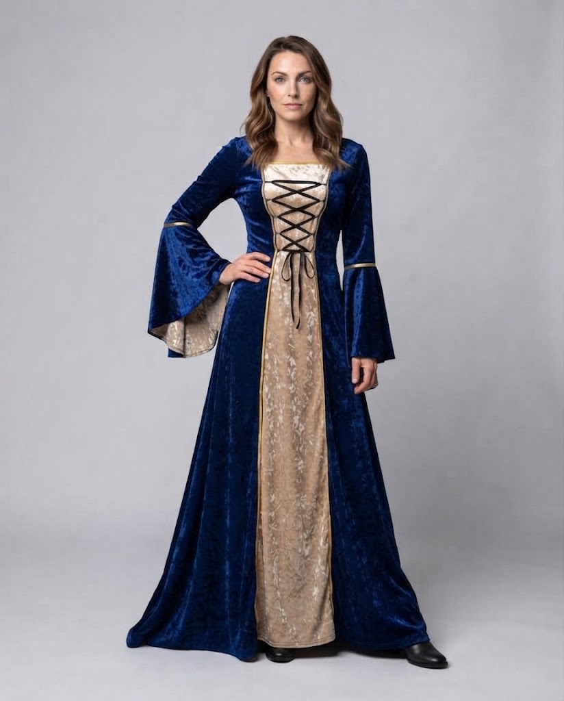 Women's elegant historical dress with flowing sleeves Fashion Glam