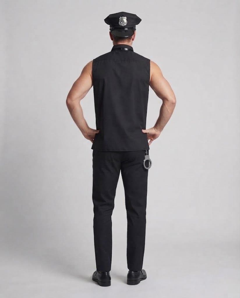 Men's Police Costume with Sleeveless Top and Accessories Fashion Glam