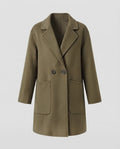 Ladies mid-length wool blend short coat with wide lapels and appliquéd pockets Fashion Glam