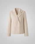 Women Double-breasted Boxy Short Coat made of wool blend with soft fleece and concealing shape Fashion Glam
