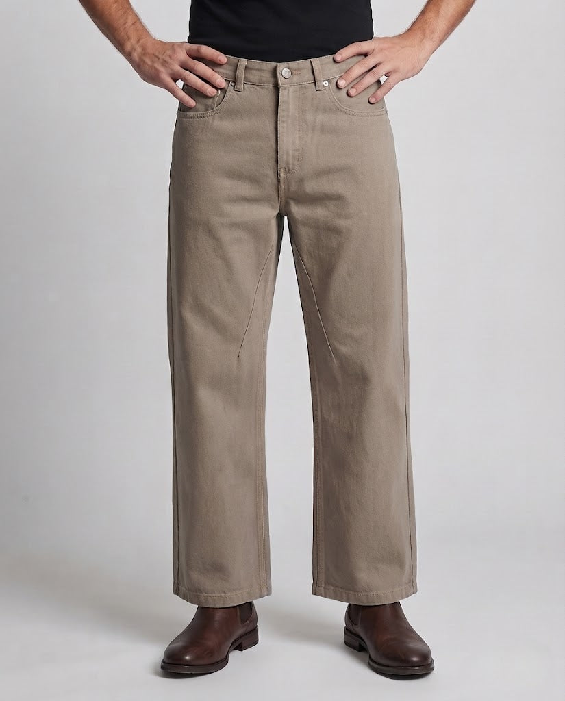 Men's Loose Cotton Twill Pants with Wide Leg and Straight Cut Fashion Glam
