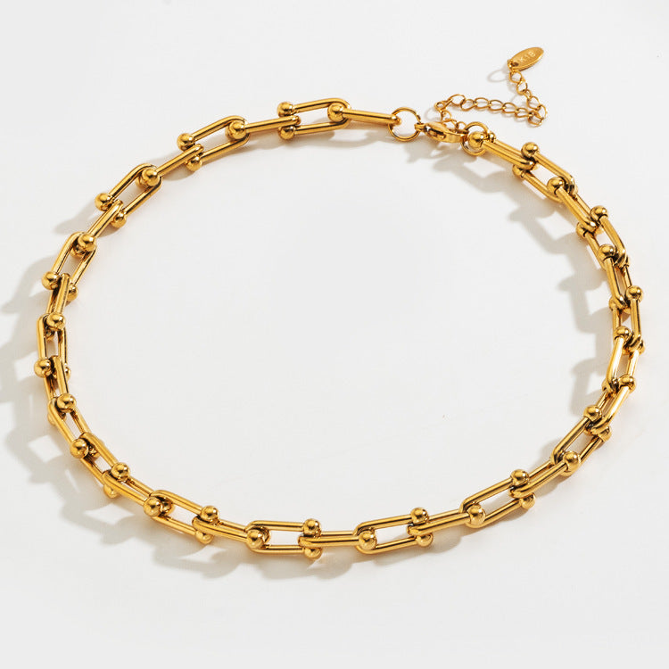 Fashion Glam | Horseshoe Necklace U Shaped Clasp Thick Chain