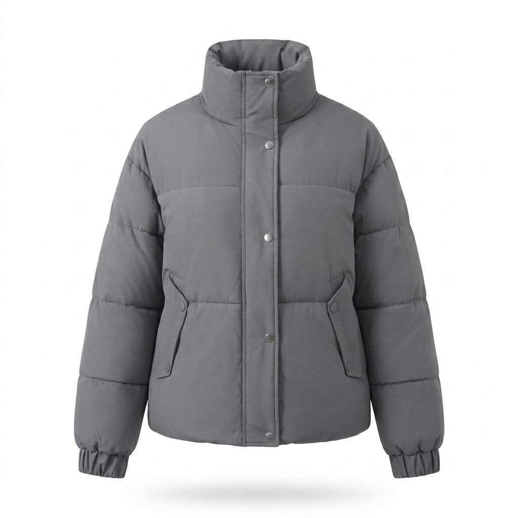 Ladies nan short urban quilted jacket with hood insert, flap pockets, and soft thermal lining
