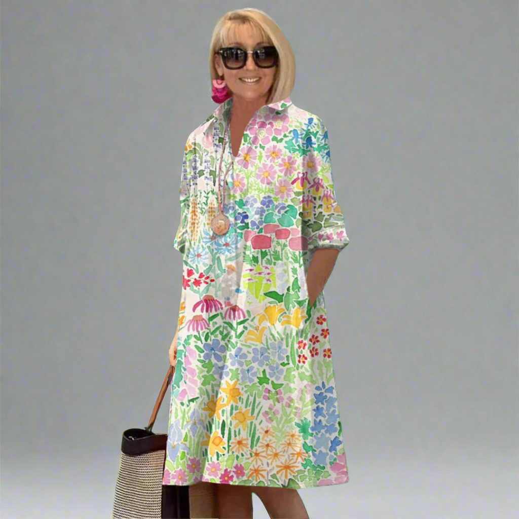 ELLOWEN – LUXE FLORAL SUMMER DRESS FOR EFFORTLESS STYLE