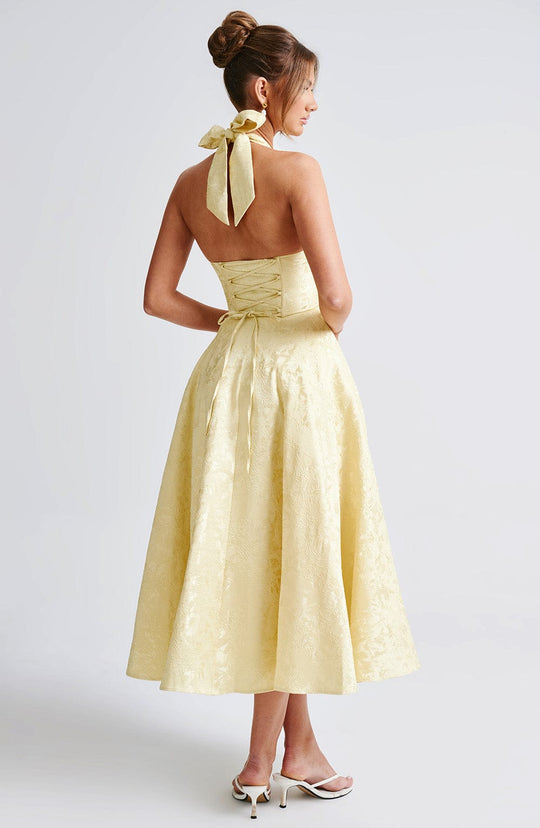 AVALYN – ELEGANT HALTER MIDI DRESS