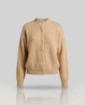 Women Fluffy Mohair Blend Short Cardigan with Oversized Sleeves and Button Closure Fashion Glam