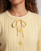 Women Ribbed Fine Knit Cardigan with Drawstring Closure and Button Placket Fashion Glam