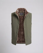 Men's windproof thermal vest with extra soft faux fur lining and concealed zip pockets