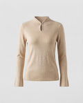 Ladies fine knit long sleeve with short stand-up collar slit button and flared sleeve hem Fashion Glam
