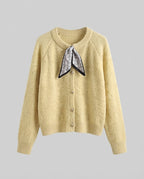 Women Plush Short Cardigan with Round Neck and Raglan Sleeves Fashion Glam