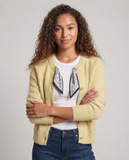 Women Plush Short Cardigan with Round Neck and Raglan Sleeves Fashion Glam