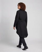 Women Long Coat with Asymmetric Cut and Elaborate Button Details Fashion Glam