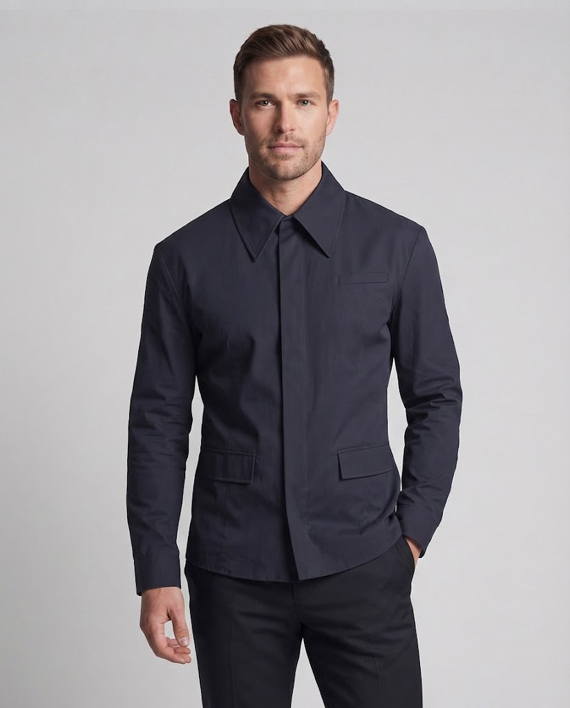 Men's modern tailored blazer in minimalist style with accentuated shoulder area Fashion Glam