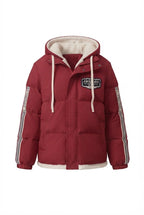 Women's trendy quilted hoodie with high-quality teddy inner construction and sporty striped sleeves