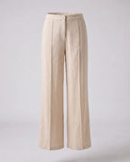 Women Linen Look Wide Palazzo Pants with High Waist and Crease Fashion Glam