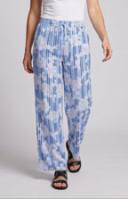Ladies Wide Palazzo Pants with Elastic Waistband and Lace Overlay Fashion Glam