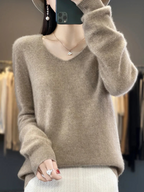 Fashion Glam | Cashmere Pullover Women Elegant V-neck, Soft & Comfortable
